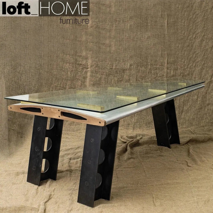 Industrial Aluminium Tempered Glass Study Table SKYWAY