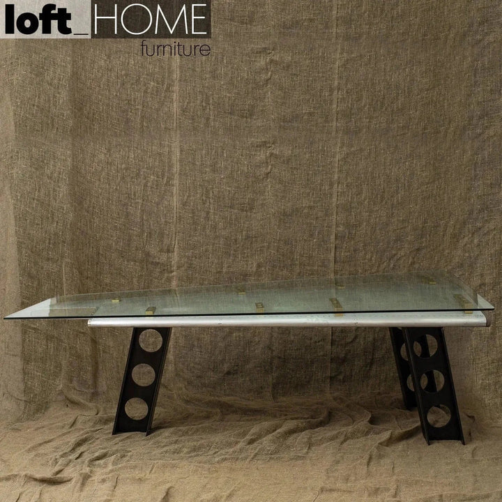 Industrial Aluminium Tempered Glass Study Table SKYWAY