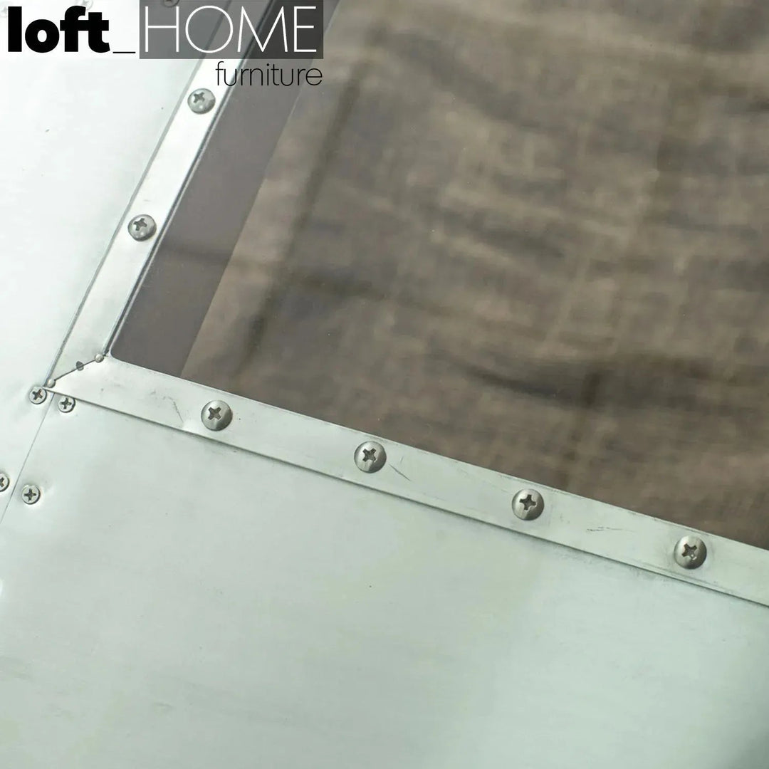 Industrial aluminium tempered glass study table skyway in still life.