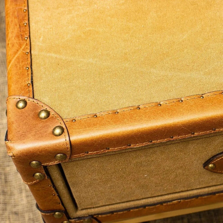 Vintage canvas coffee table guccio in panoramic view.
