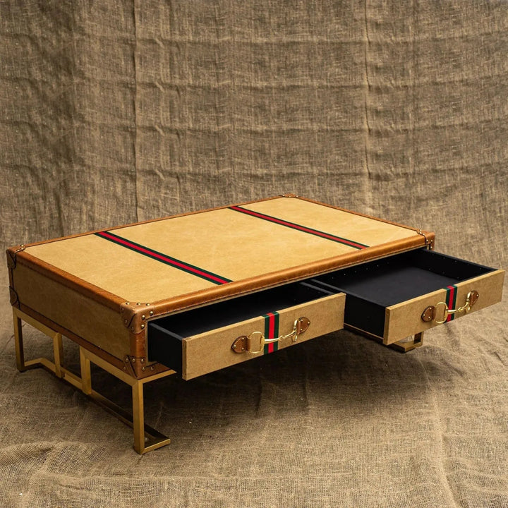 Vintage canvas coffee table guccio material variants.
