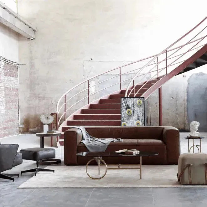 Vintage Canvas Ottoman Stool TRAVEL