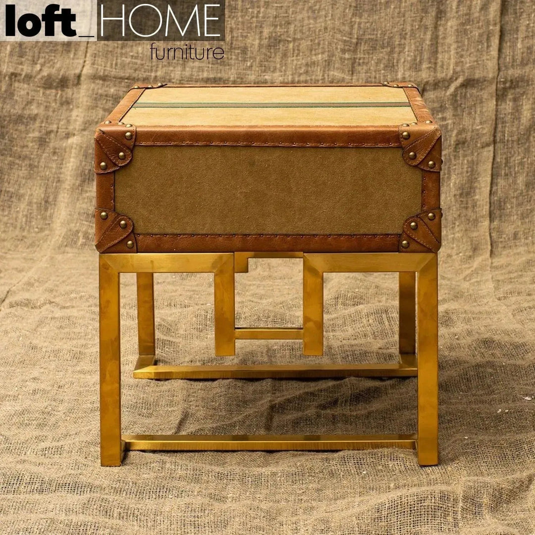 Vintage canvas side table guccio in details.