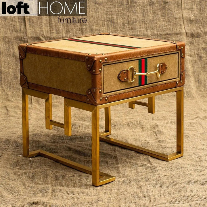 Vintage canvas side table guccio color swatches.