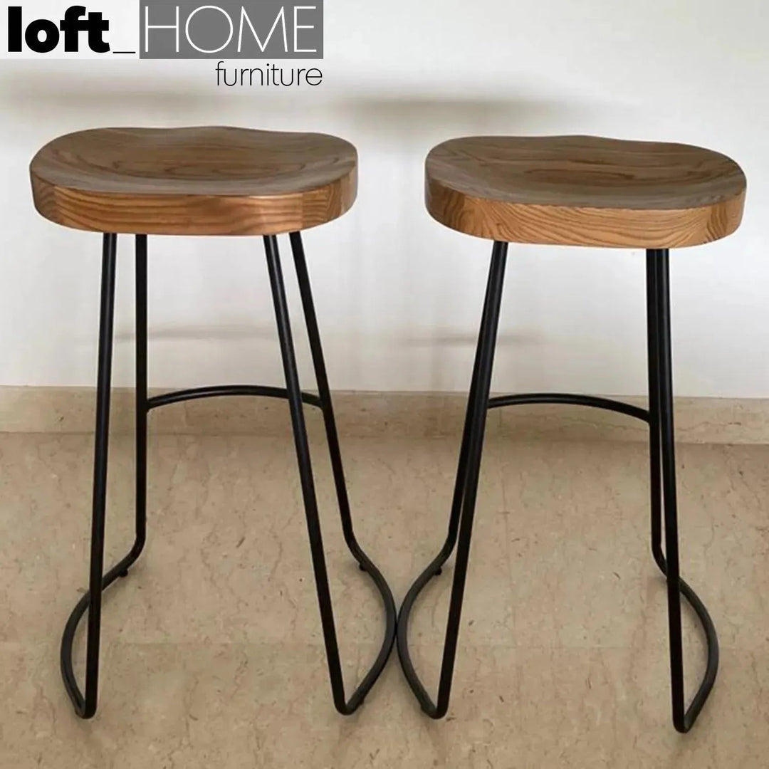 Industrial Elm Wood Bar Stool SANCTUM COUNTRY