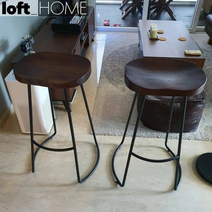 Industrial Elm Wood Bar Stool SANCTUM COUNTRY