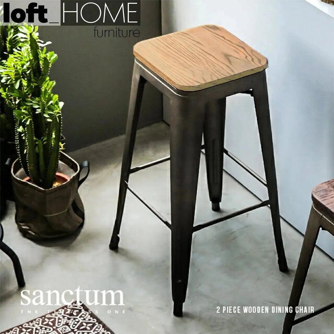 Industrial Elm Wood Bar Stool SANCTUM X