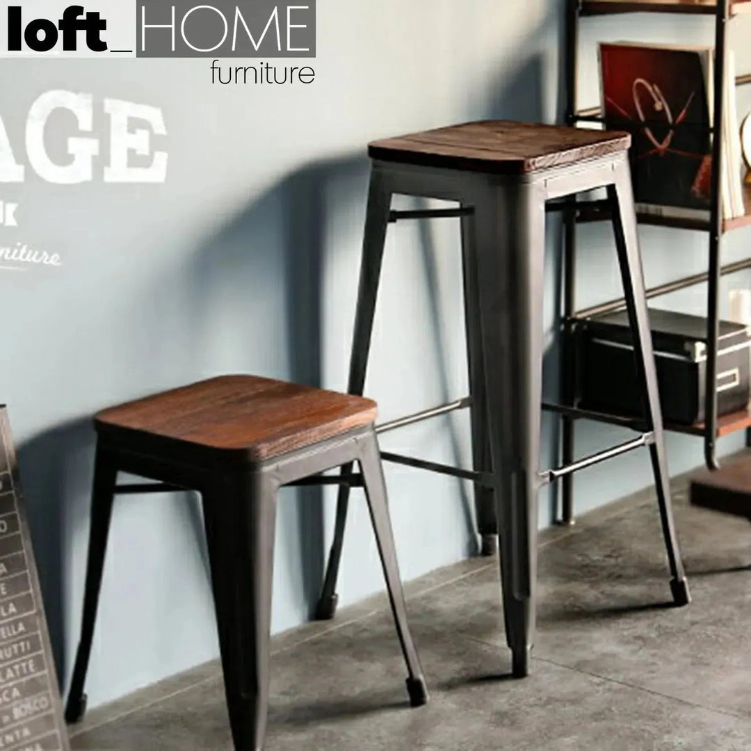 Industrial Elm Wood Bar Stool SANCTUM X