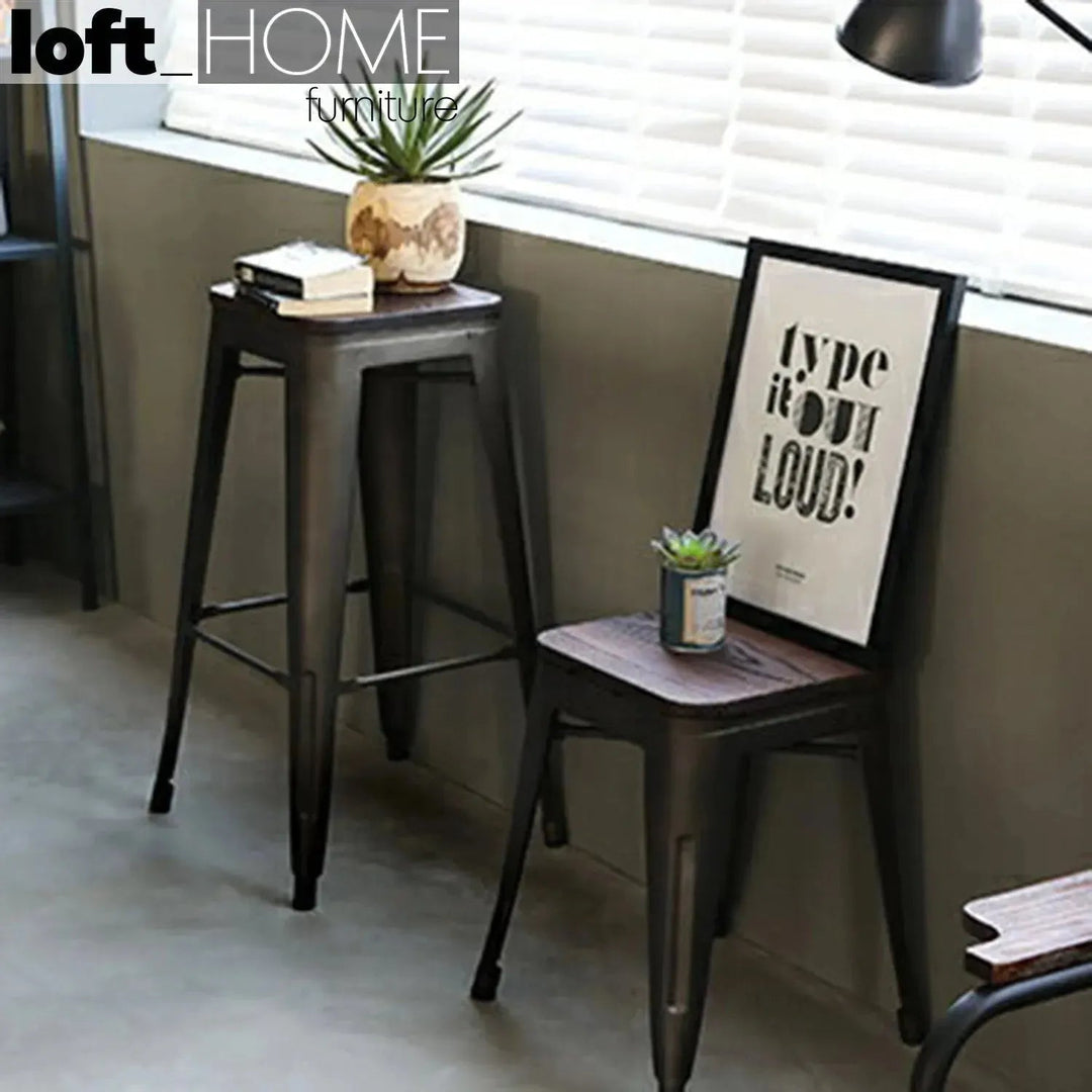 Industrial Elm Wood Bar Stool SANCTUM X