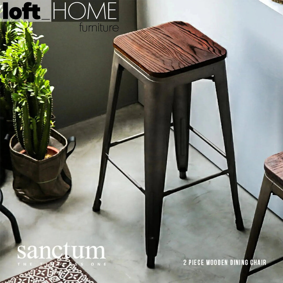 Industrial Elm Wood Bar Stool SANCTUM X