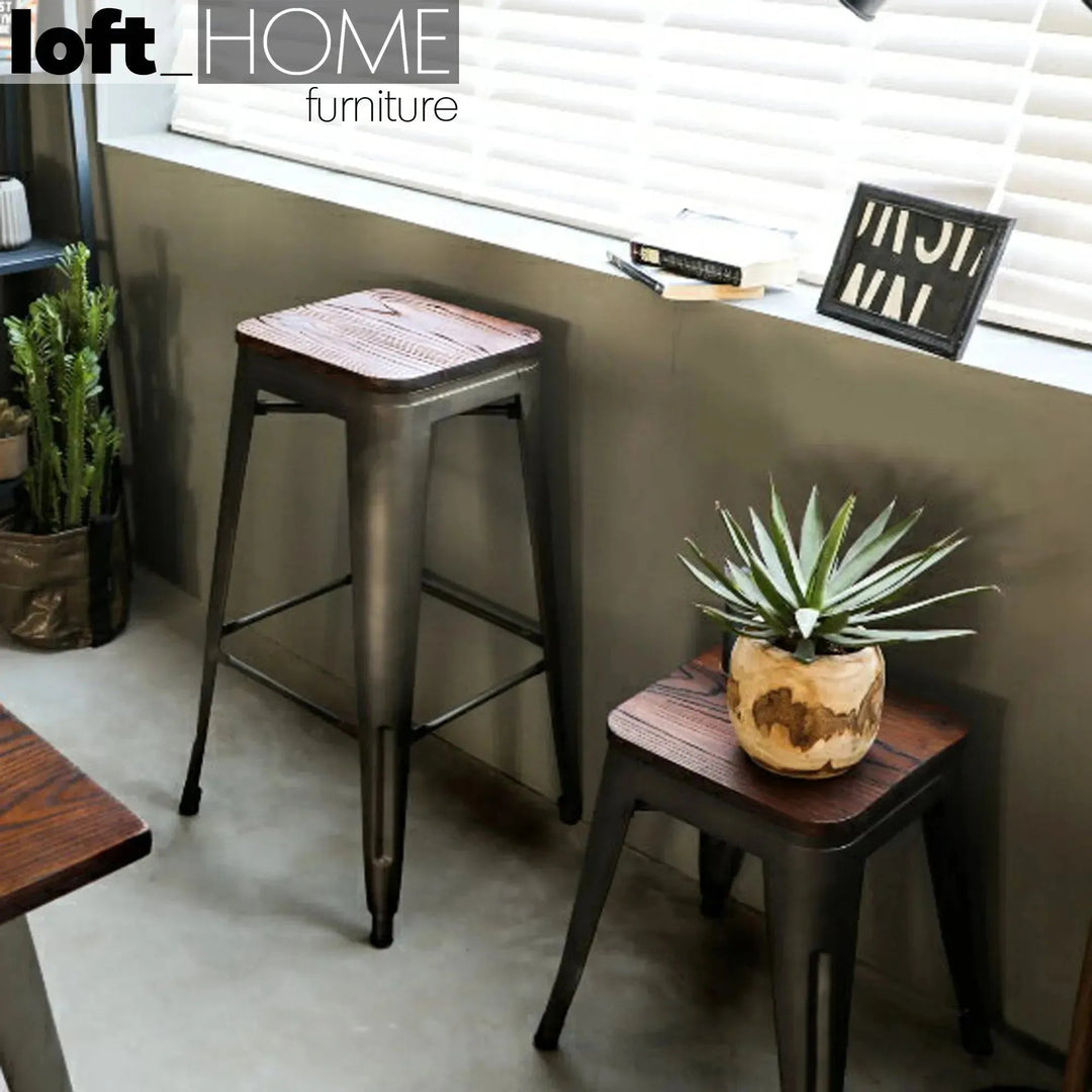 Industrial Elm Wood Bar Stool SANCTUM X