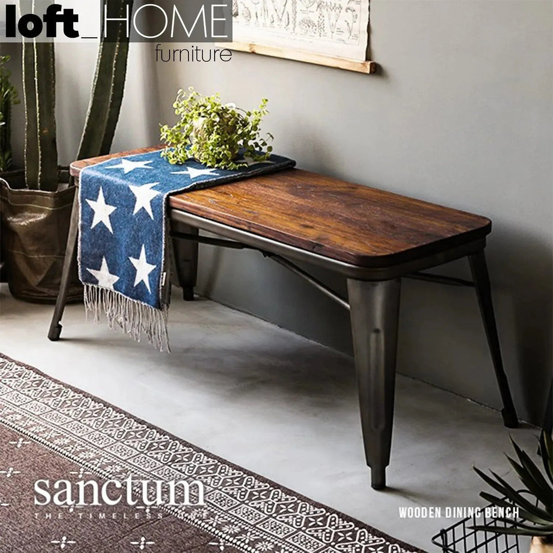 Industrial Elm Wood Dining Bench SANCTUM X