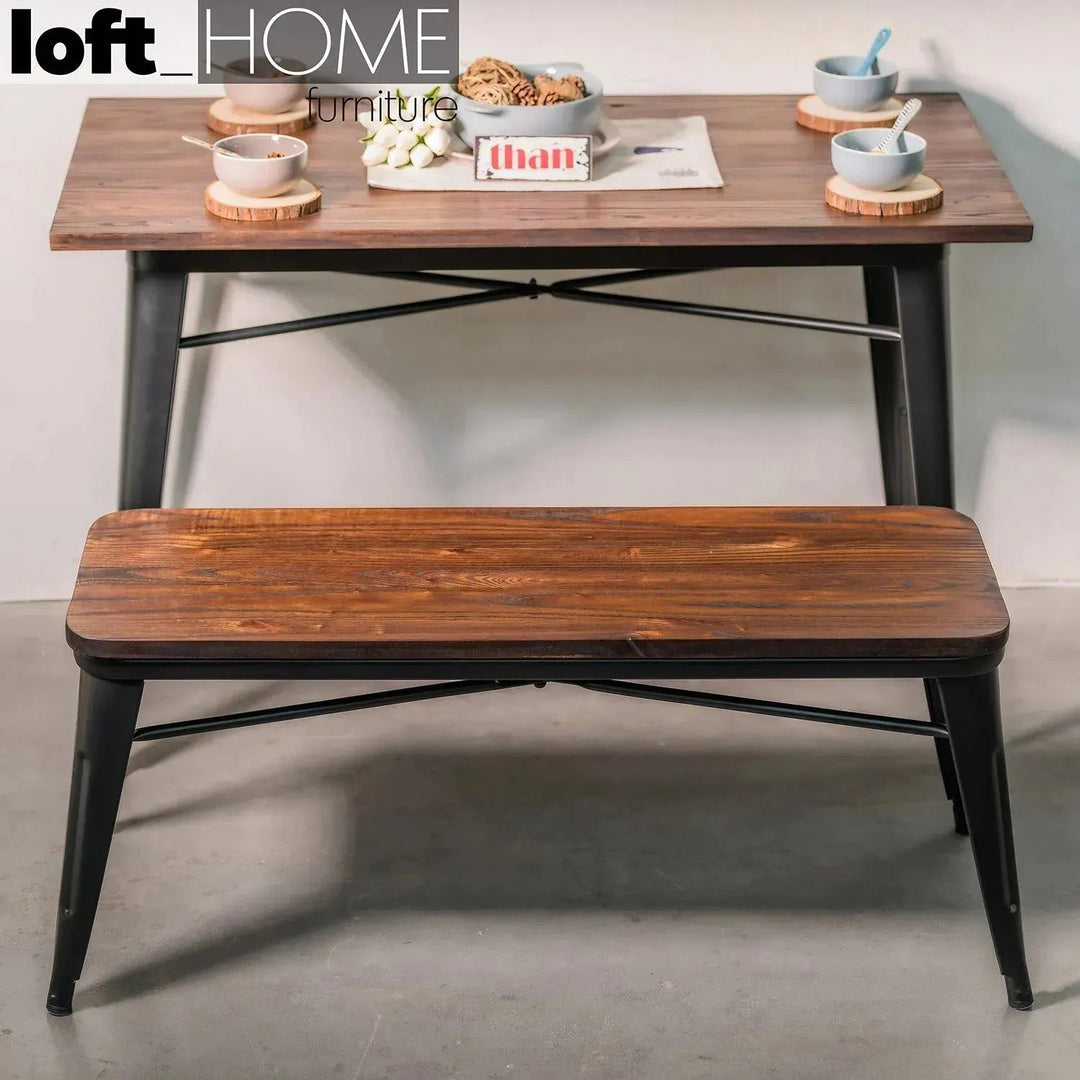 Industrial Elm Wood Dining Bench SANCTUM X