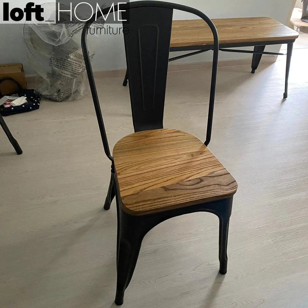 Industrial Elm Wood Dining Chair Sanctum X