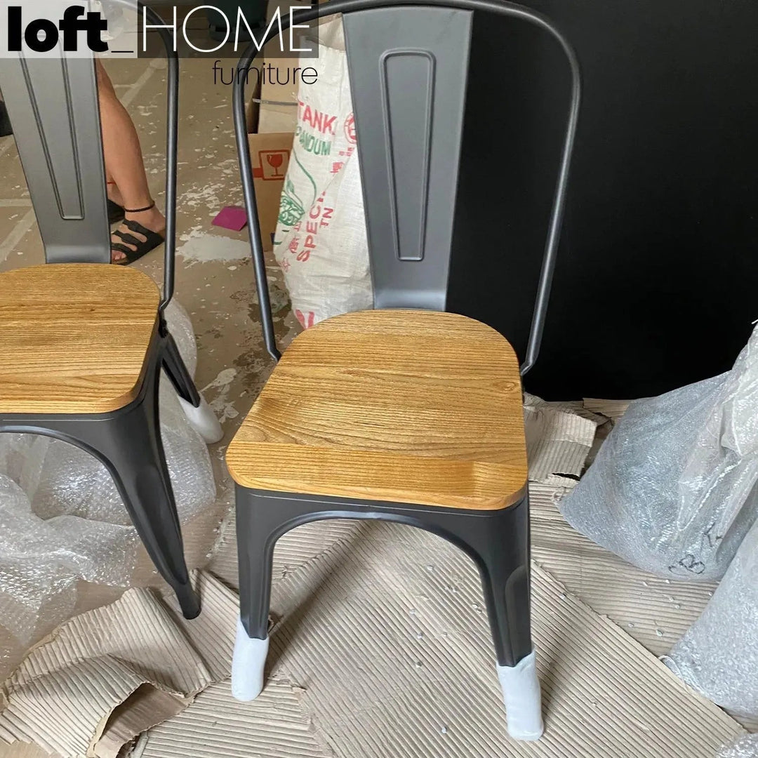 Industrial Elm Wood Dining Set 4 Pieces SANCTUM X