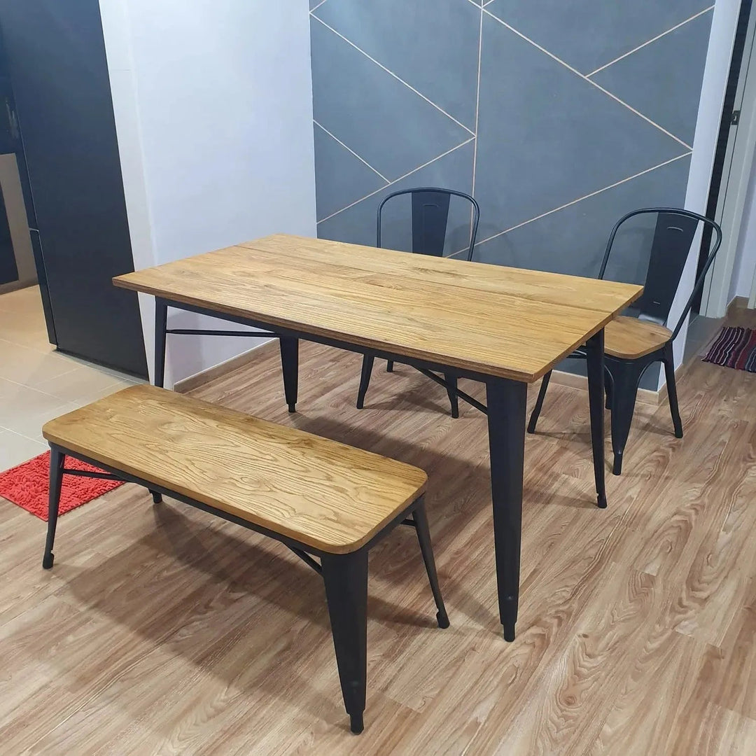 Industrial Elm Wood Dining Set 4 Pieces SANCTUM X