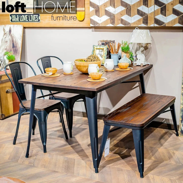 Industrial Elm Wood Dining Set 4 Pieces SANCTUM X