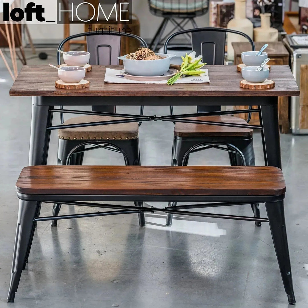 Industrial Elm Wood Dining Set 4 Pieces SANCTUM X