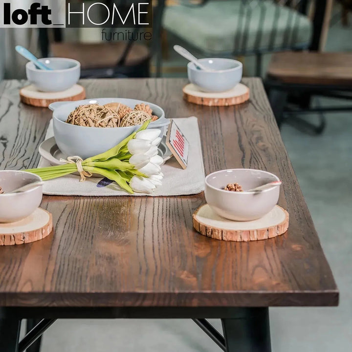 Industrial Elm Wood Dining Set 4 Pieces SANCTUM X