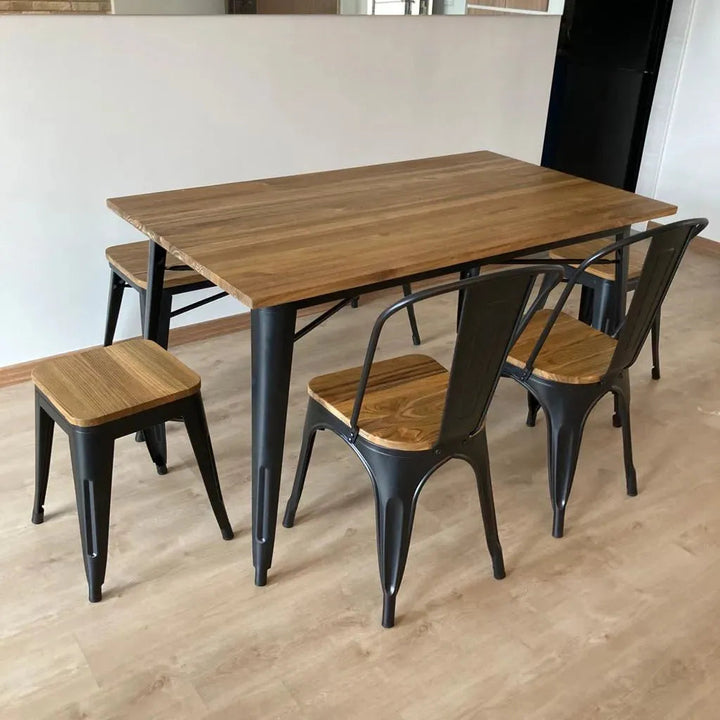 Industrial Elm Wood Dining Set 4 Pieces SANCTUM X
