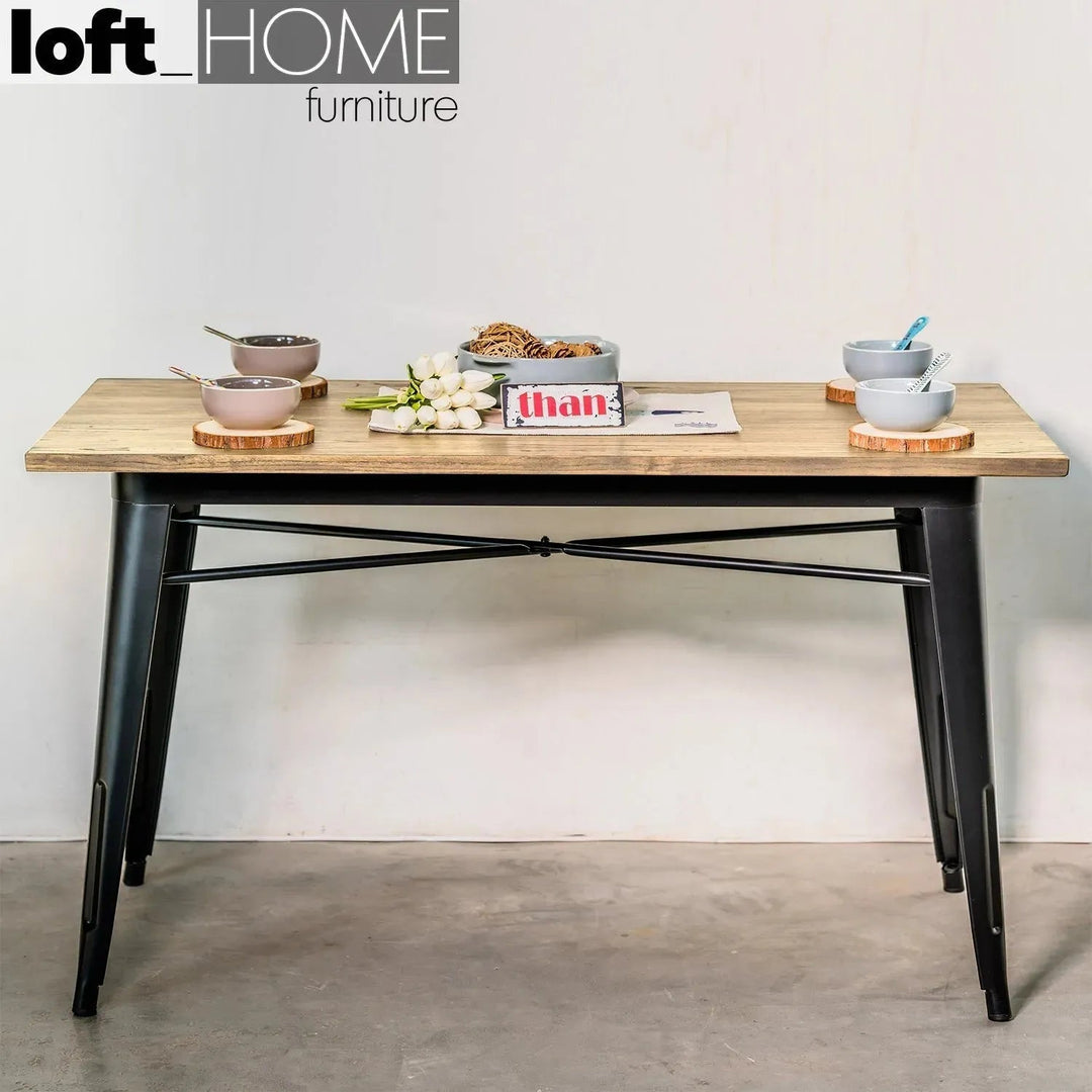 Industrial Elm Wood Dining Set 4 Pieces SANCTUM X