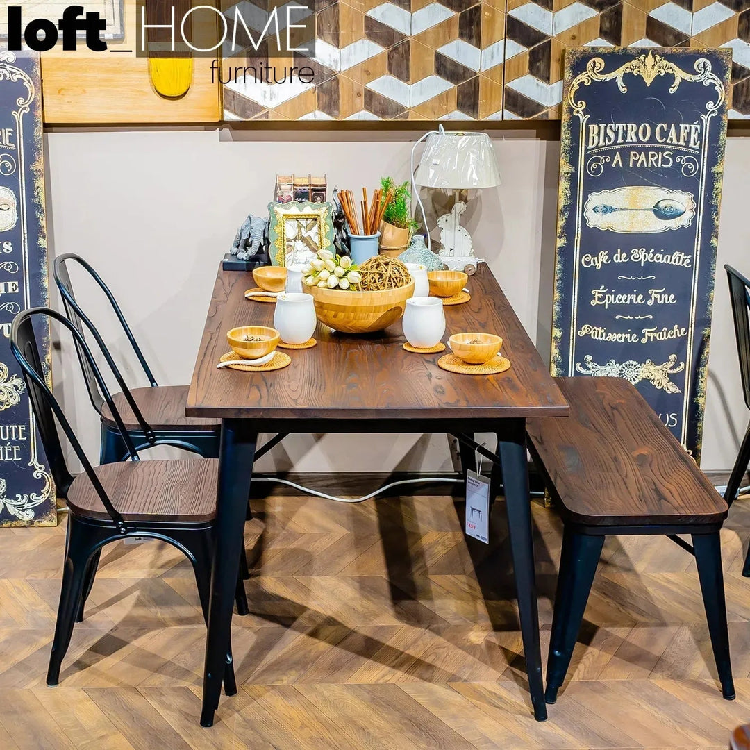 Industrial Elm Wood Dining Set 4 Pieces SANCTUM X