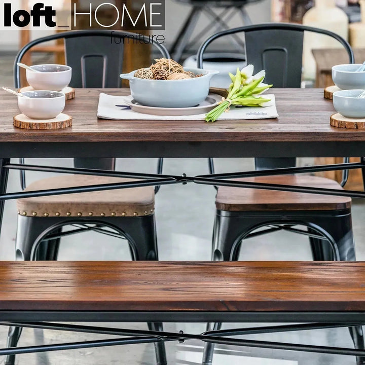 Industrial Elm Wood Dining Set 4 Pieces SANCTUM X