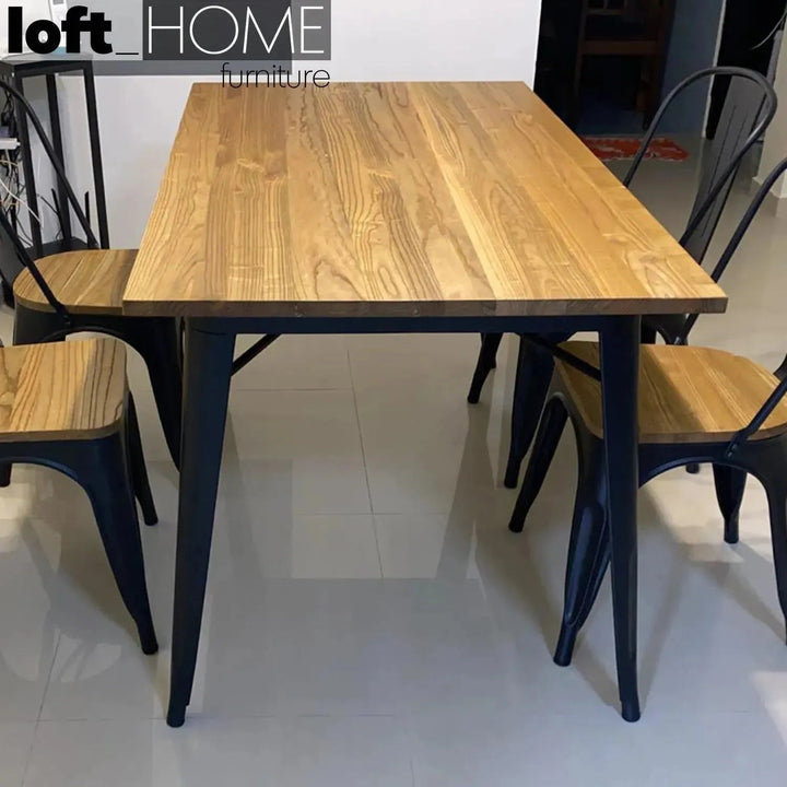 Industrial Elm Wood Dining Set 5 Pieces SANCTUM X
