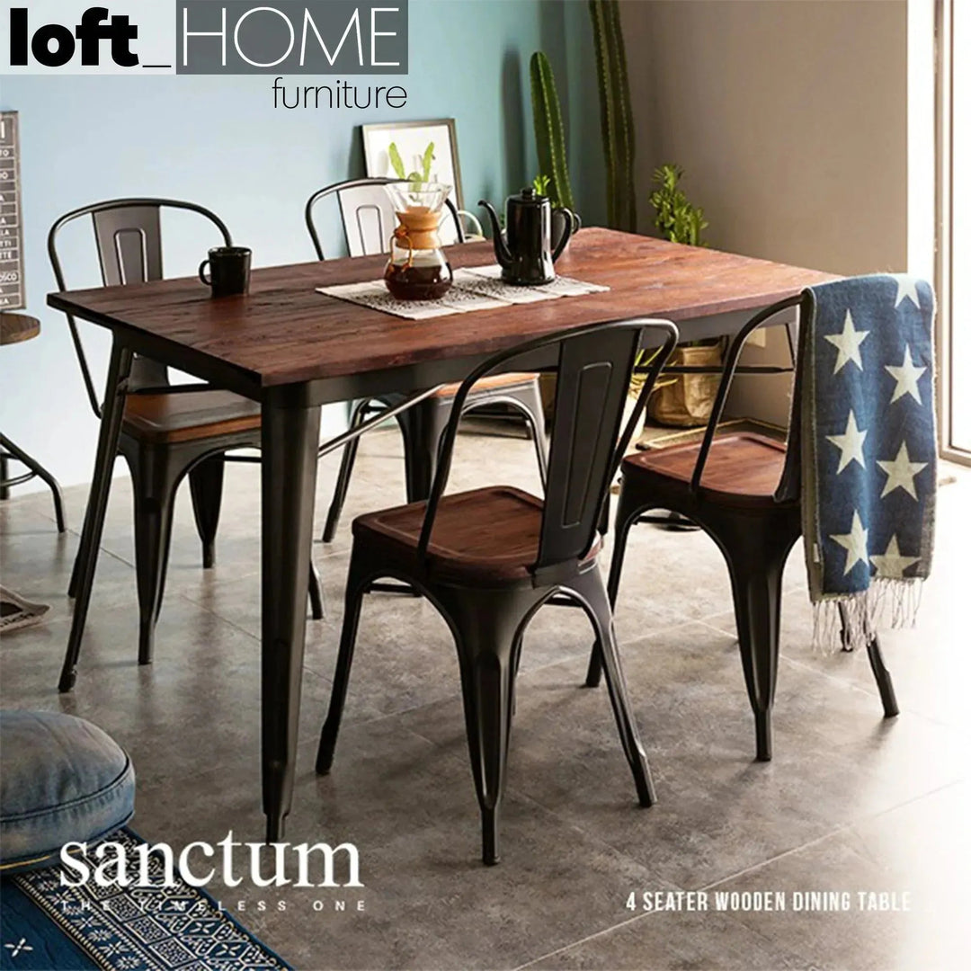 Industrial Elm Wood Dining Set 5 Pieces SANCTUM X
