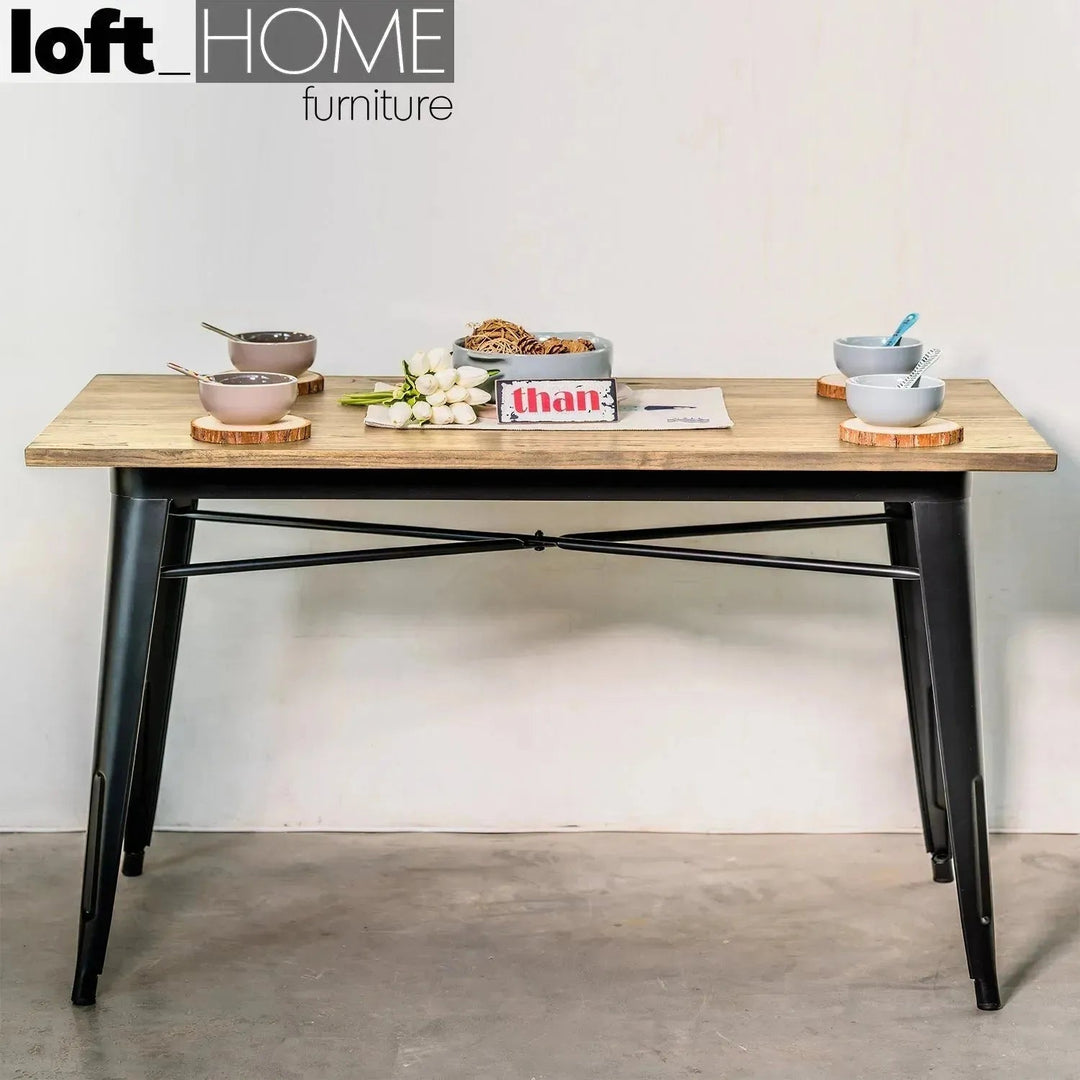 Industrial Elm Wood Dining Set 5 Pieces SANCTUM X