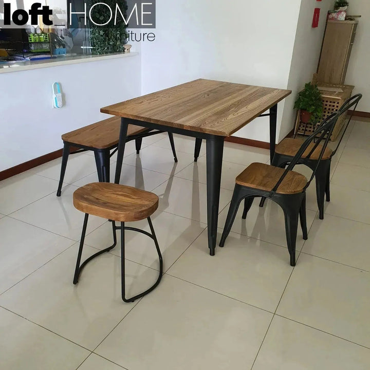 Industrial Elm Wood Dining Stool SANCTUM COUNTRY