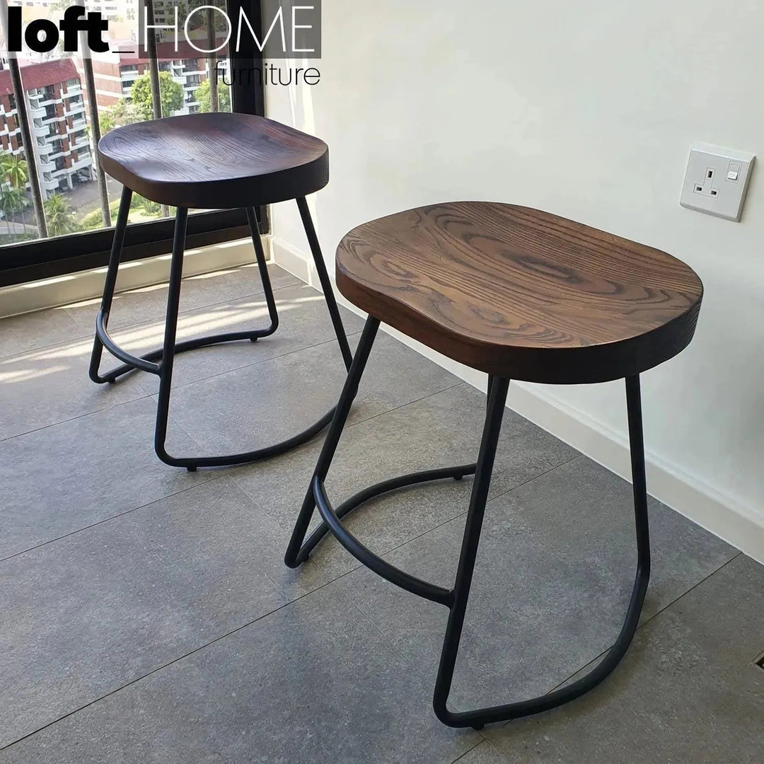 Industrial Elm Wood Dining Stool SANCTUM COUNTRY