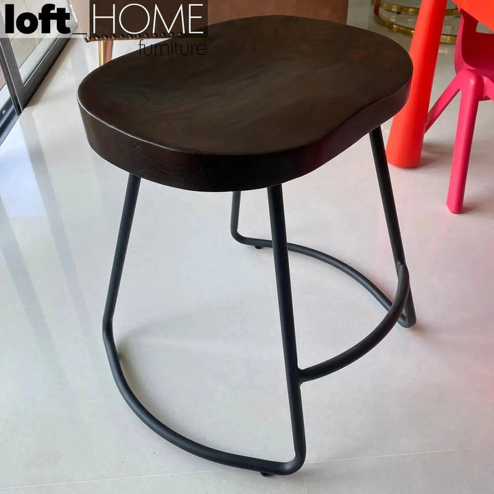 Industrial Elm Wood Dining Stool SANCTUM COUNTRY