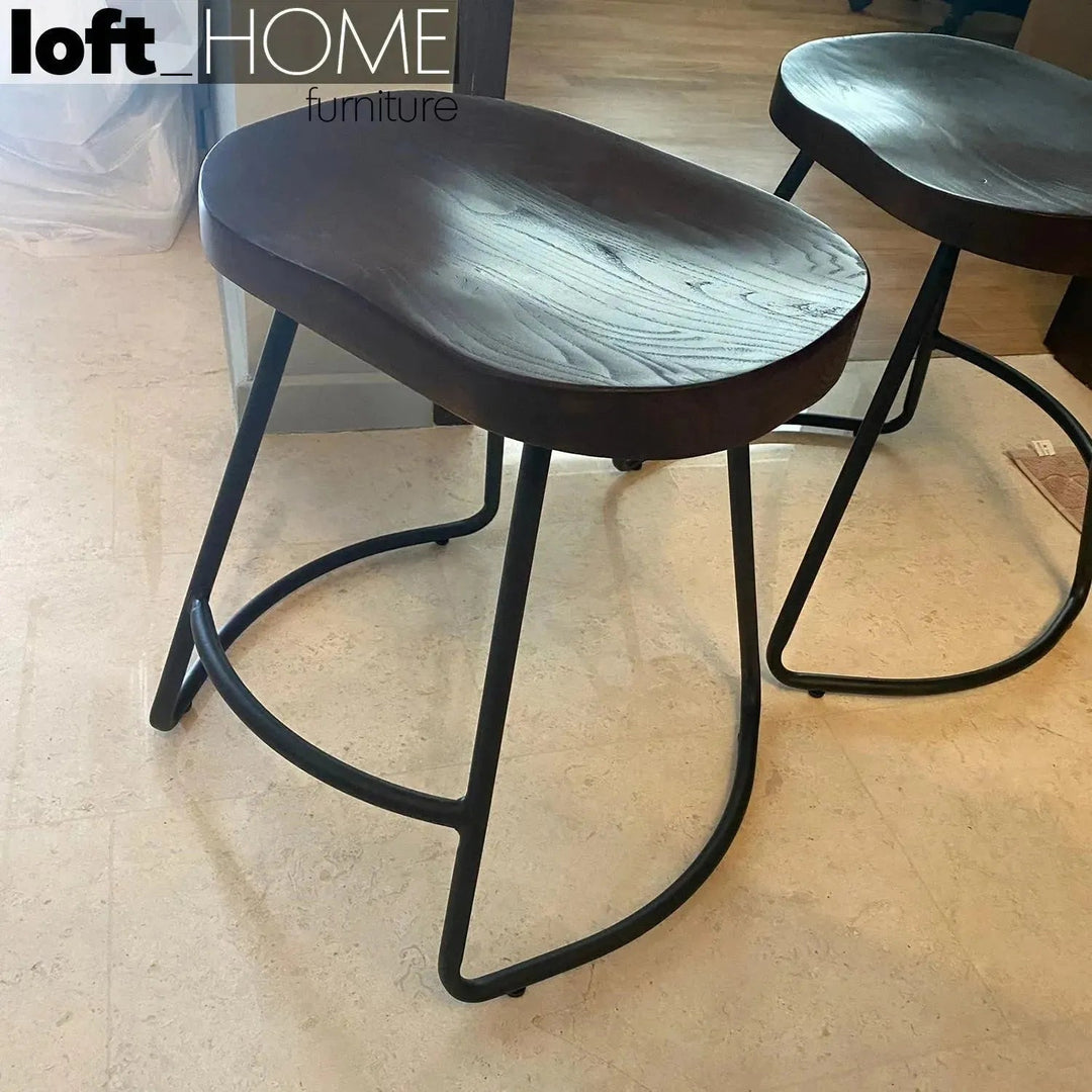 Industrial Elm Wood Dining Stool SANCTUM COUNTRY