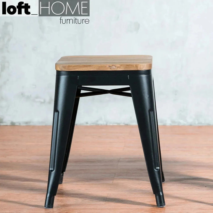 Industrial Elm Wood Dining Stool SANCTUM X