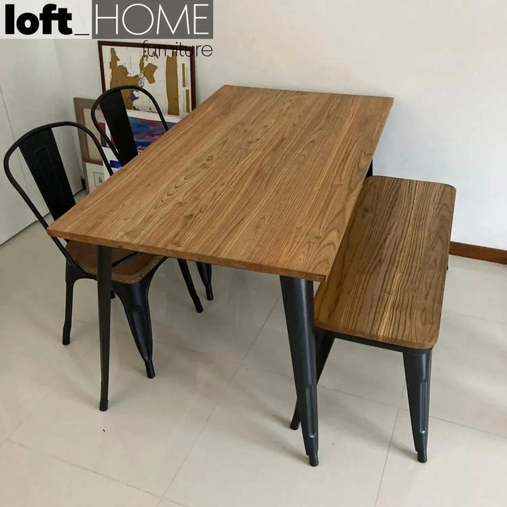 Industrial Elm Wood Dining Table SANCTUM X