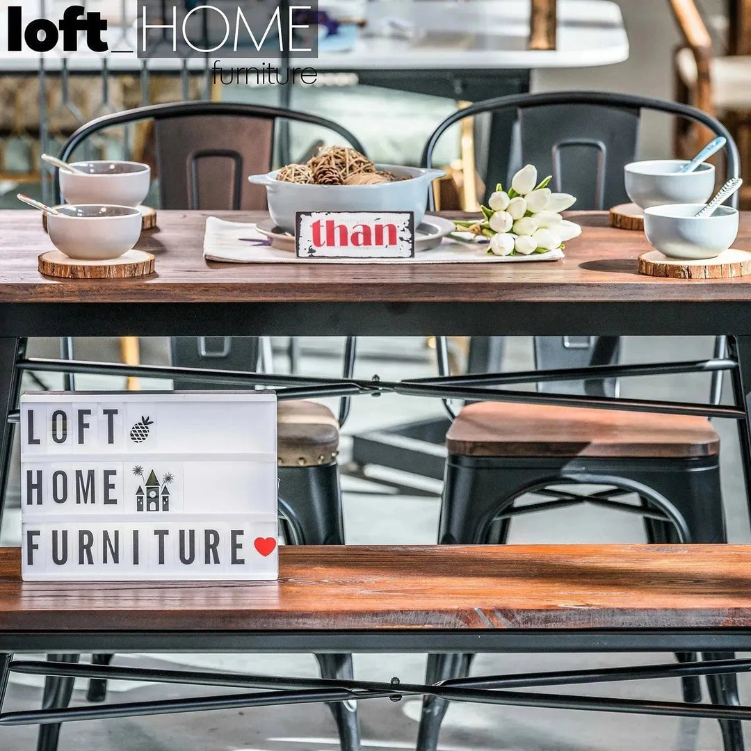 Industrial Elm Wood Dining Table SANCTUM X