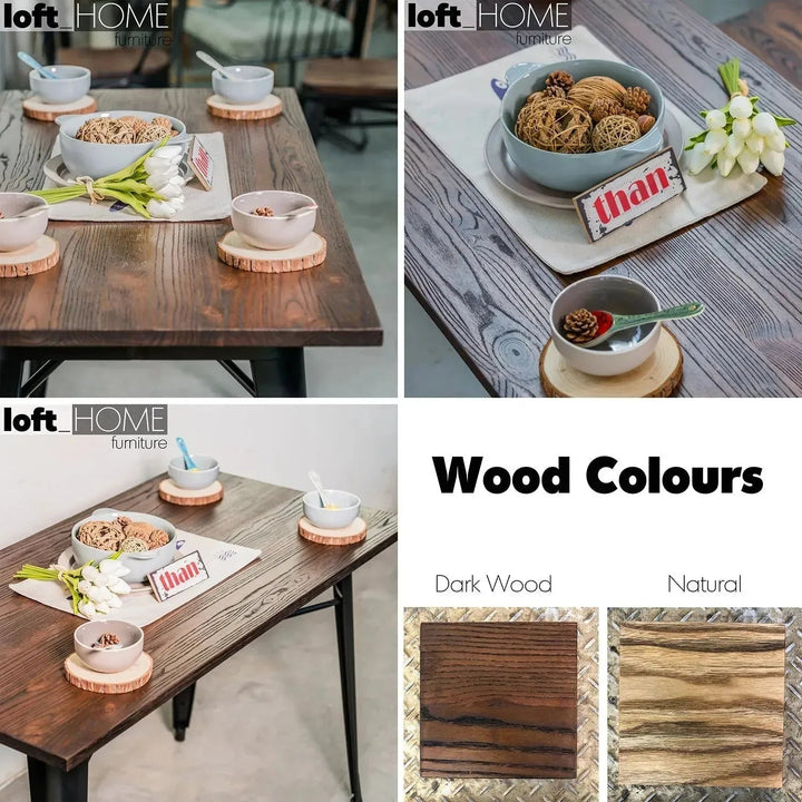 Industrial Elm Wood Dining Table SANCTUM X