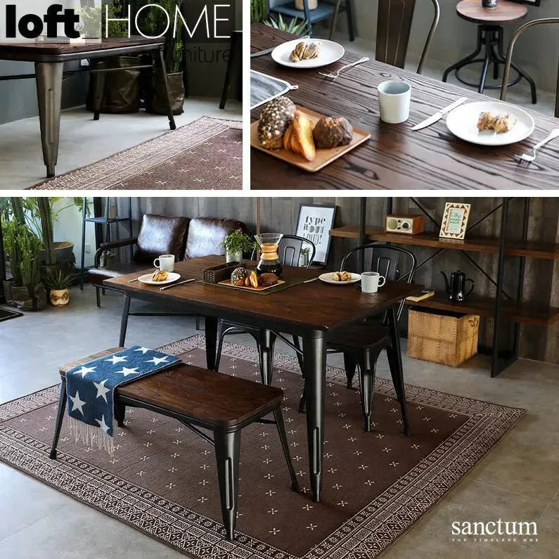 Industrial Elm Wood Dining Table SANCTUM X