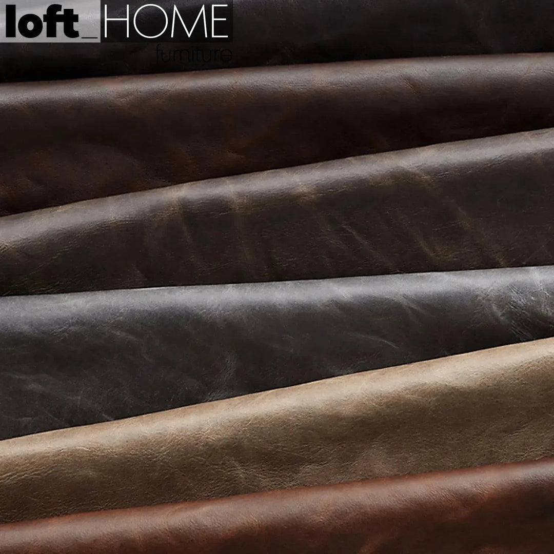 Industrial genuine leather 2 seater sofa blake material variants.