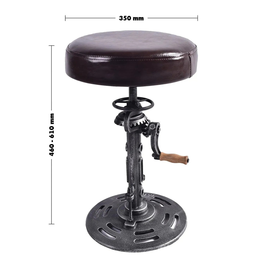 Industrial Leather Height Adjustable Stool GEAR