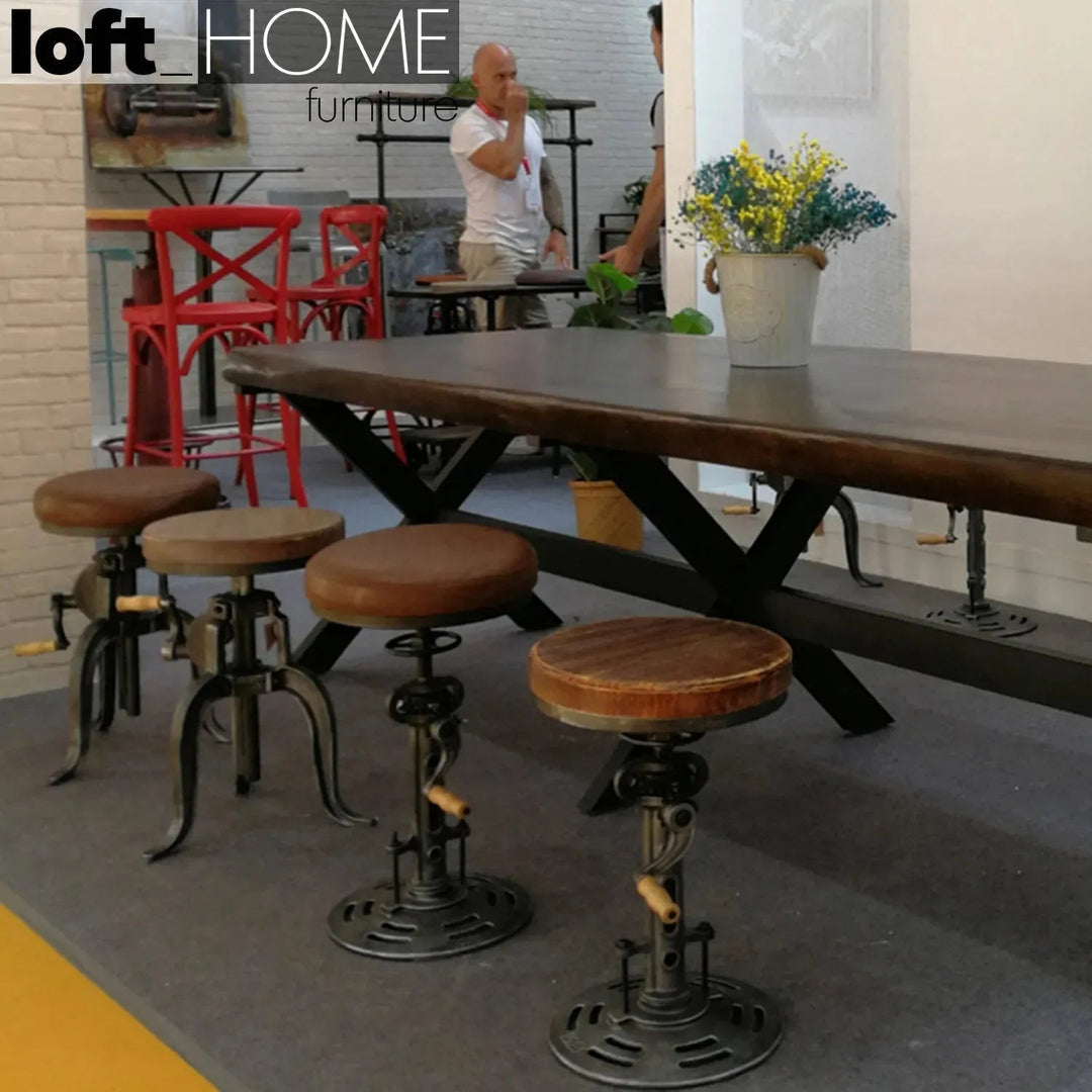 Industrial Leather Height Adjustable Stool GEAR