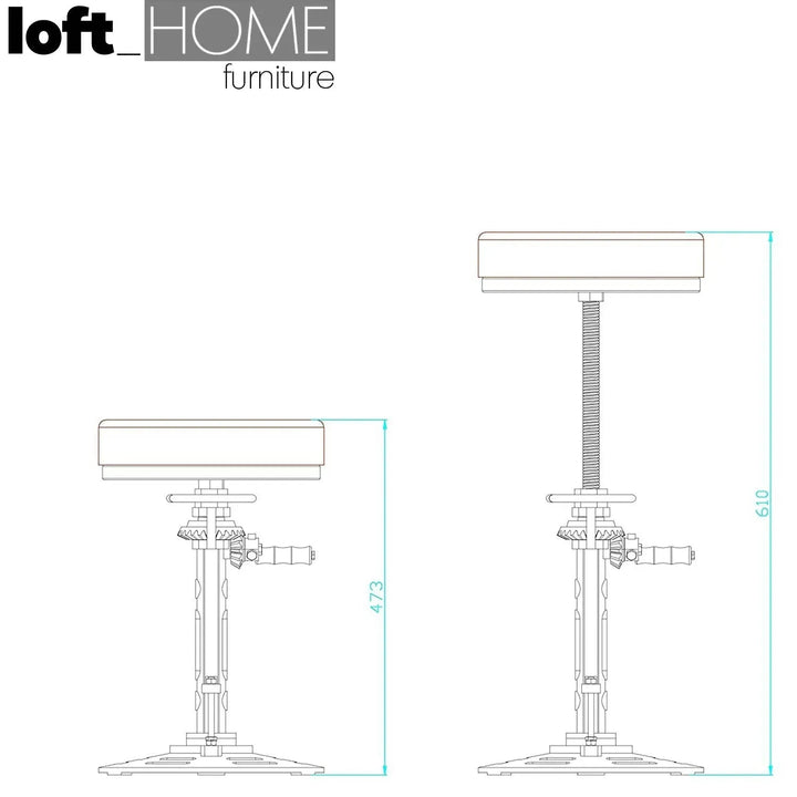 Industrial Leather Height Adjustable Stool GEAR