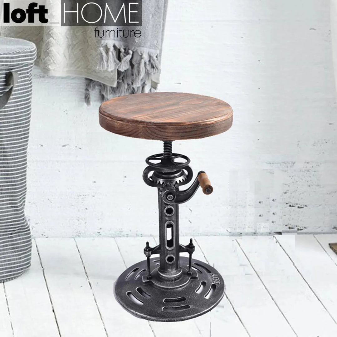 Industrial Leather Height Adjustable Stool GEAR