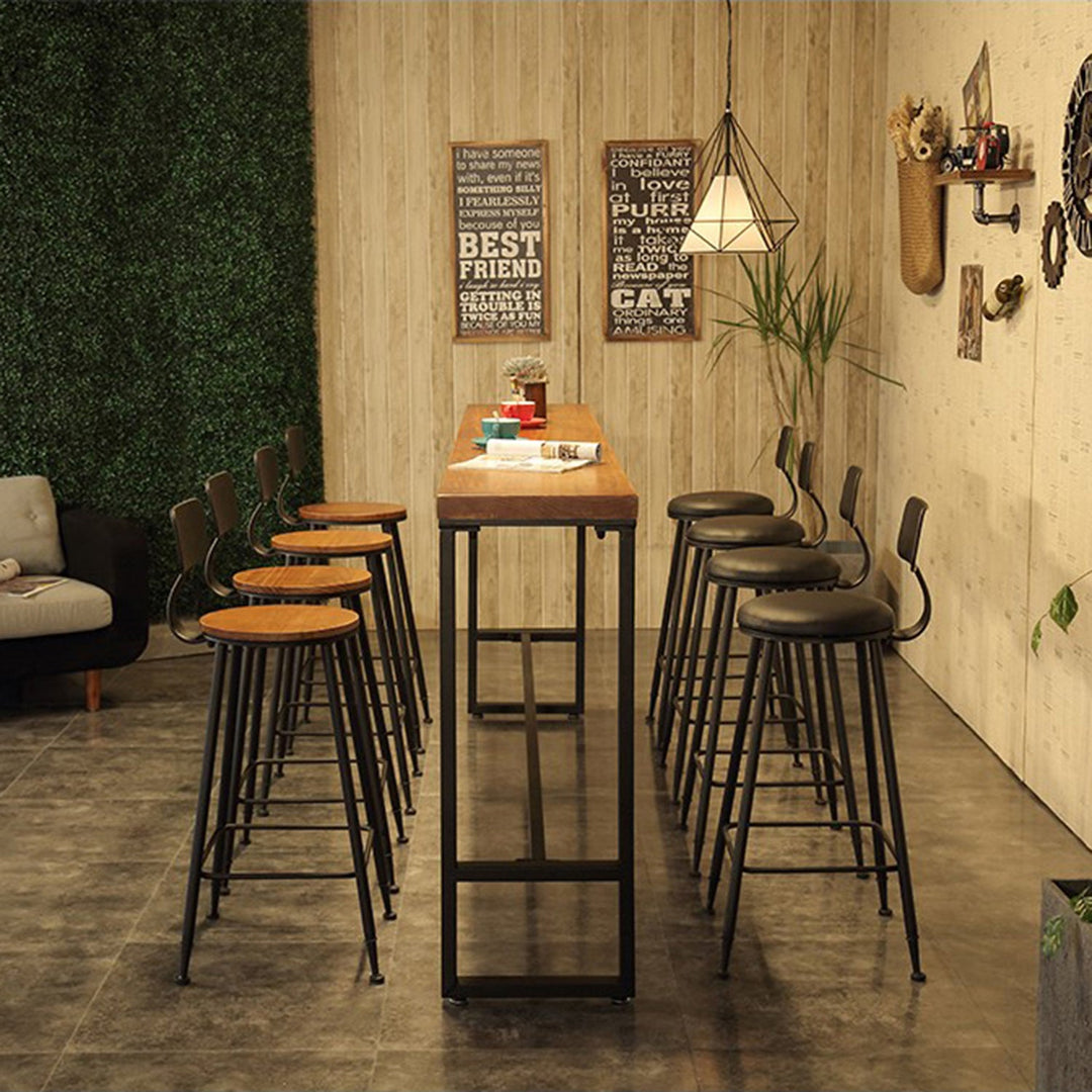 Industrial Leather Round Bar Chair STARBUCK LEATHER