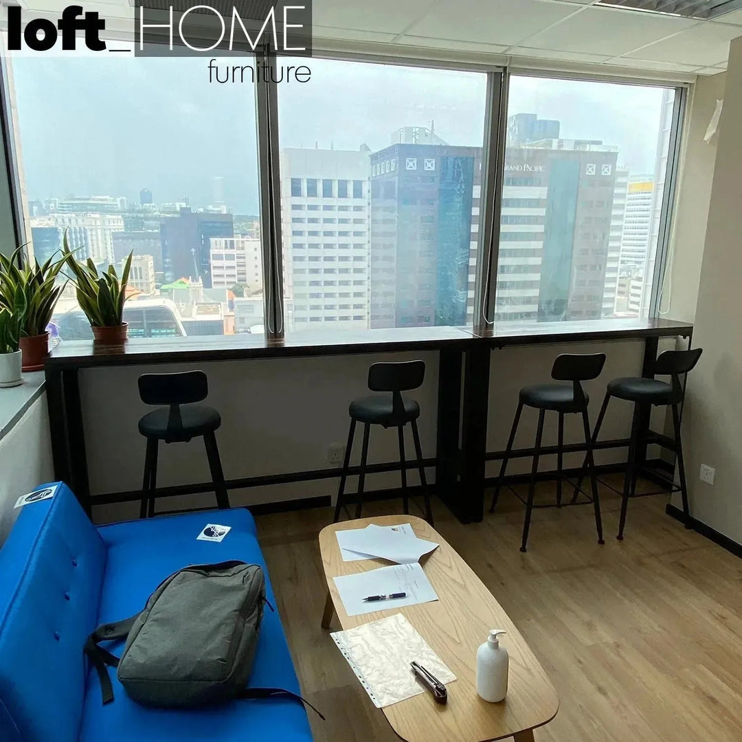 Industrial Leather Round Bar Chair STARBUCK LEATHER