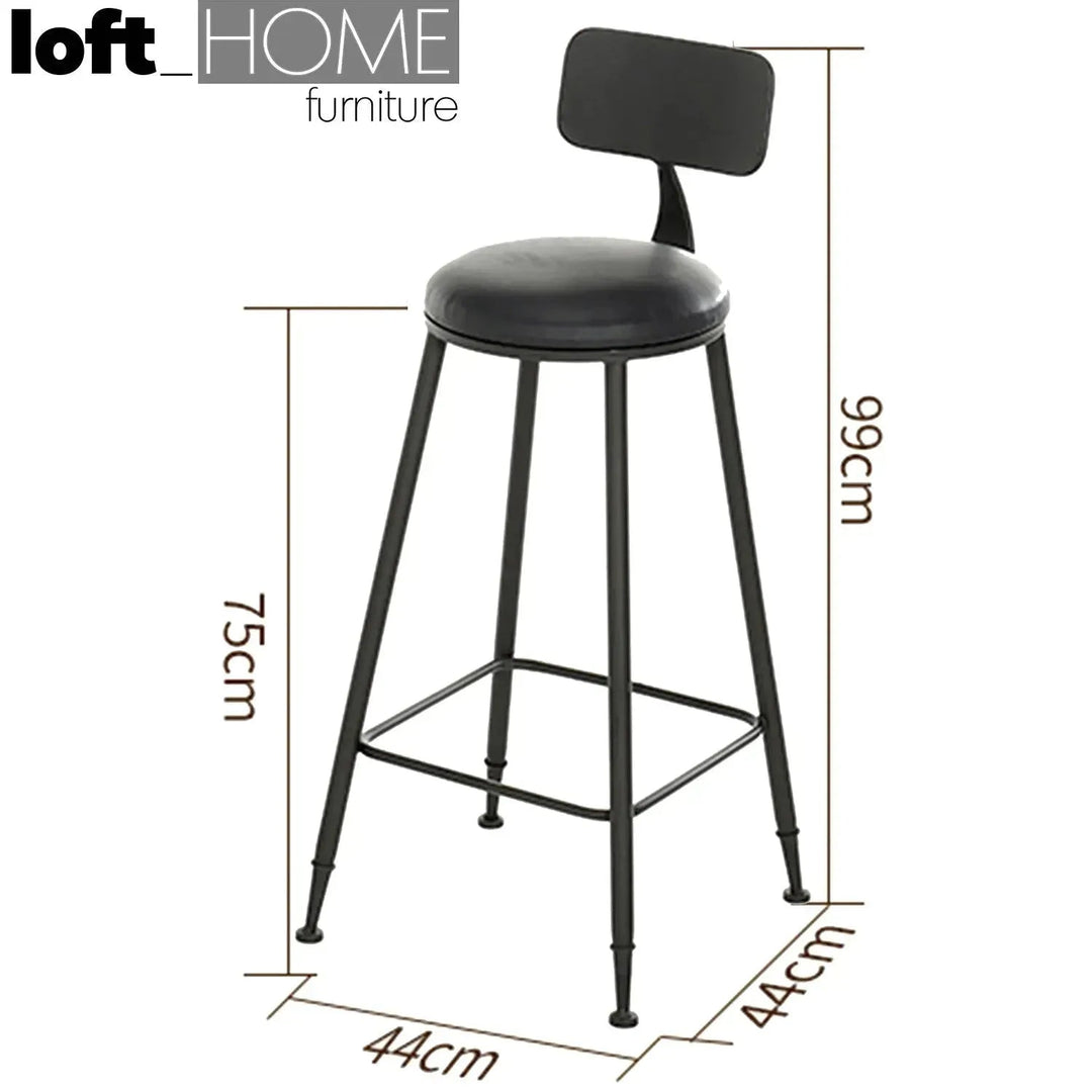 Industrial Leather Round Bar Chair STARBUCK LEATHER