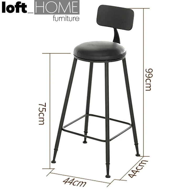 Industrial Leather Round Bar Chair STARBUCK LEATHER