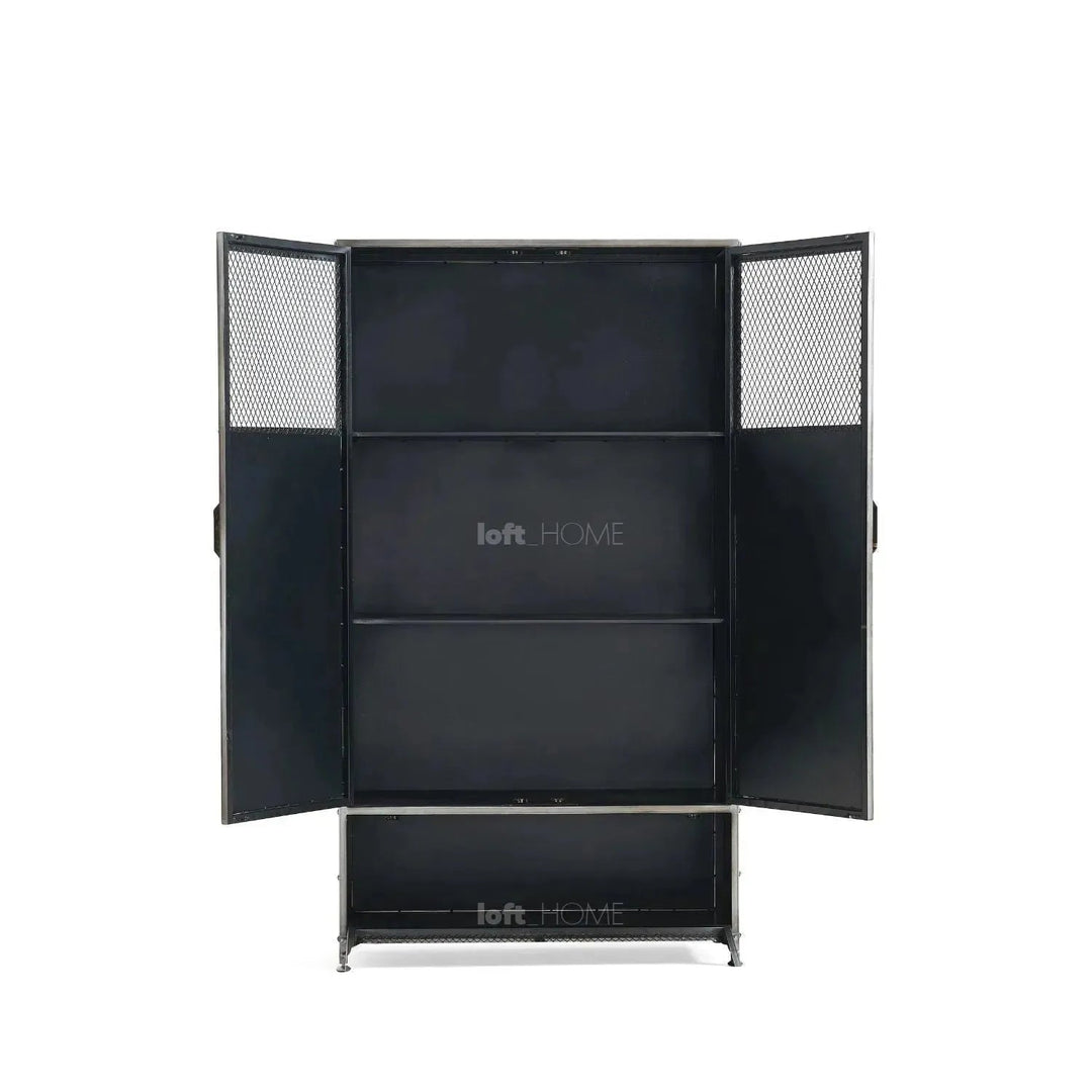 Industrial metal cabinet bernz in close up details.