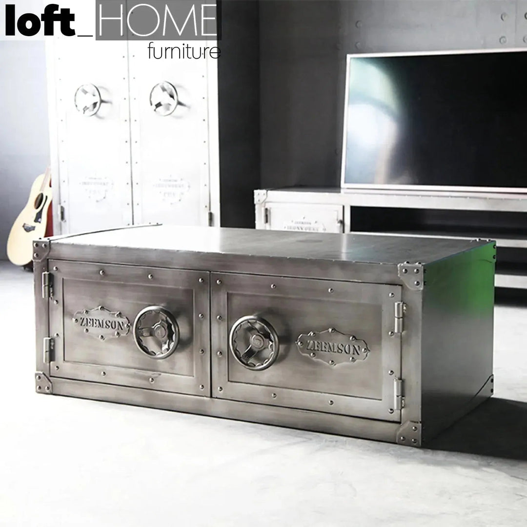 Industrial Metal Coffee Table HATCH WHEEL